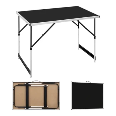 Immagine di WOLTU CPT8121sz Tavolo da Campeggio Picnic Giardino Pieghevole Portatile Altezza Regolabile in MDF Nero 100x60x73/94cm