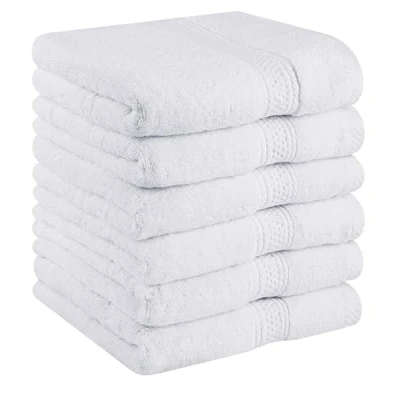 Immagine di Utopia Towels Set di 6 (50 x 100 cm), Asciugamani Mani, Per Le Altamente Assorbenti Con Gancio, 100% Cotone (Bianco)