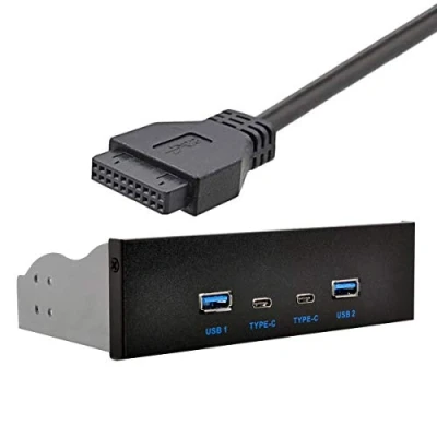 Immagine di Xiwai Cavo connettore USB C e 3.0 HUB a 4 porte da pannello frontale scheda madre 20 pin per alloggiamento CD ROM 5,25&quot;