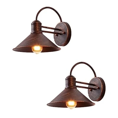 Immagine di Moddeny 2 PCS Applique da Parete per Esterni Impermeabile a Collo di Cigno in Ferro Bronzo Lampada Lanterne casa colonica Garage Portico