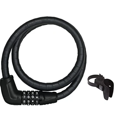Immagine di ABUS serratura a cavo corazzato Steel O Flex Tresorflex 6615C supporto SCMU combinazione in d&#039;acciaio con armatura manicotti livello di sicurezza 5 120 cm, nera
