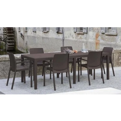 Immagine di Dmora 1 Tavolo Rettangolare allungabile Effetto Rattan, Marrone, 220 x 90 72