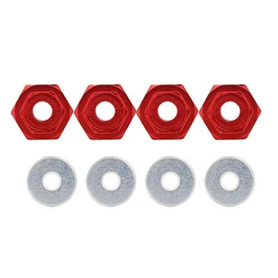Immagine di Adattatore esagonale per ruota auto RC,Adattatore mozzi esagonali con ruote in metallo 4PCS Compatibile HSP Camion veicolo stradale elettrico 1/10(rosso)
