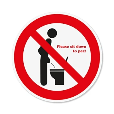 Immagine di adesivo &quot;Please sit down to pee!&quot; Ø 20 cm coperchio WC si prega di fare pipì in seduta grande sagomato autoadesivo rotondo permanente hin_520