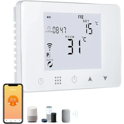 Immagine di Cronotermostato Termostato WiFi per caldaia gas/acqua, Smart da Parete Intelligente compatibile con Alexa e Google, Funzione Programmabile
