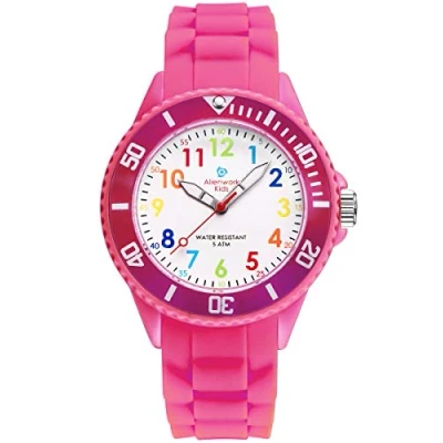 Immagine di Alienwork Kids Orologio di Apprendimento bambini Ragazzi Ragazze Verde esercito Bracciale in Silicone Multicolore Impermeabile 5 ATM Tempo