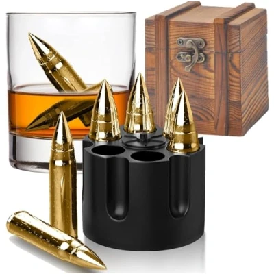 Immagine di Cubetti di Ghiaccio Riutilizzabili, Pietre da Whisky, in Acciaio inox con Tecnologia ad Alta Raffreddamento, Utilizzati per Whisky Vodka Liquori vino Limonata idee compleanno