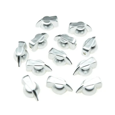 Immagine di Dopro Confezione da 12 manopole piatte per chitarra con testa di pollo, effetto AMP, colore: argento