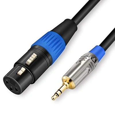 Immagine di JOLGOO cavo XLR femmina a 3,5 mm, per microfono sbilanciato jack stereo da 1/8&quot;, mm iPhone, iPod, computer, videocamera e altro, 3 metri