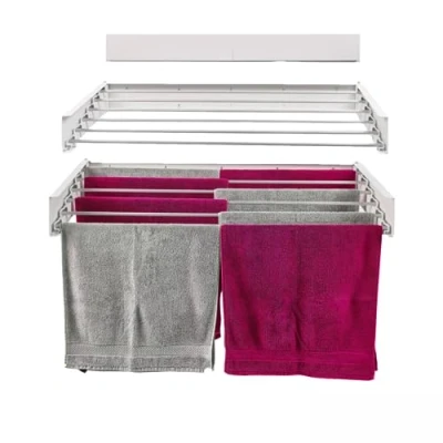 Immagine di foxydry Hide, stendino da muro, stendibiancheria parete e balcone, esterno interno a scomparsa, richiudibile 71x35x13 cm (71 cm, Bianco (Limited Edition))