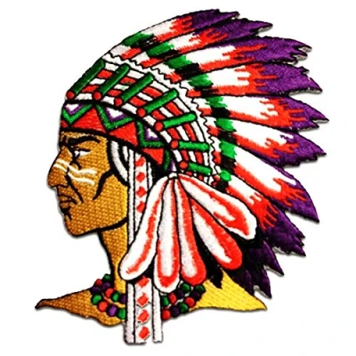 Immagine di indiano capo Toppe termoadesive Patch Toppa ricamate, misura: 7,5 x 6,3 cm