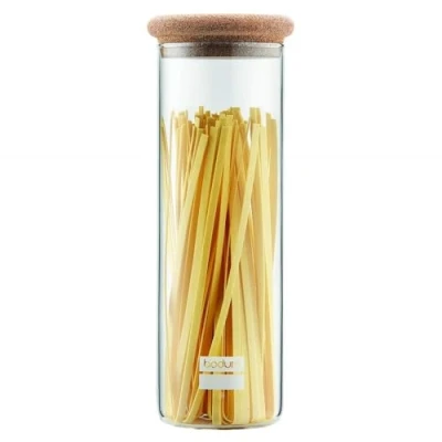 Immagine di Bodum 8525 109 2 YOHKI Contenitore con tappo in sughero, Vetro, trasparente, 29.5 x 10.29 cm, 1.9 L