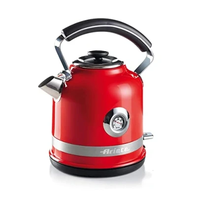 Immagine di Ariete 2854 Bollitore Elettrico con Autospegnimento Base Cordless Filtro Removibile Termometro 2000 Watt 1,7 Litri Linea Moderna Rosso