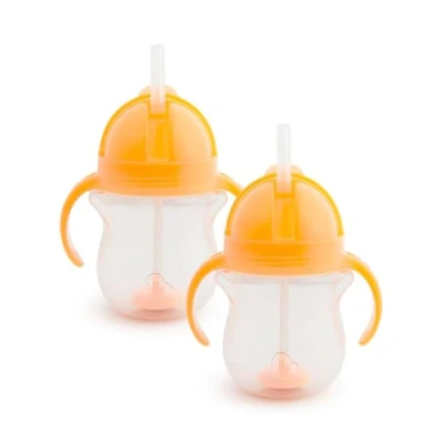 Immagine di Munchkin Click Lock Tip &amp; Sip Straw Cup Set, Baby Toddler Sippy Cups with Straw, BPA Free Leakproof Dishwasher Safe Weighted Childrens Bottles 7oz/207ml, 2 Pack, Orange, Orange