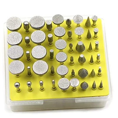Immagine di Preamer 50 pezzi 1/8 &#039;&#039; Shank Diamond Coated Testa di macinazione Rotativa Gioielli Lapidary Burr Set Lucidatura Bit Compatibile con Dremel Tool Accessori