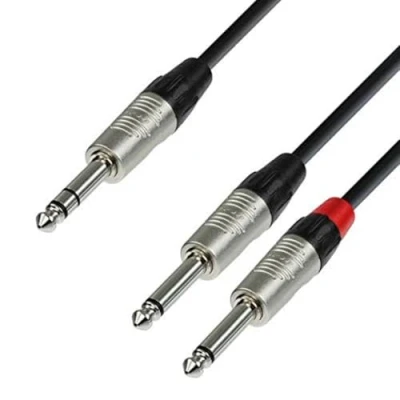 Immagine di Adam Hall Cables 4 STAR YVPP 0090 Cavo audio REAN jack stereo da 6,3 mm a 2 x mono 0,9 m
