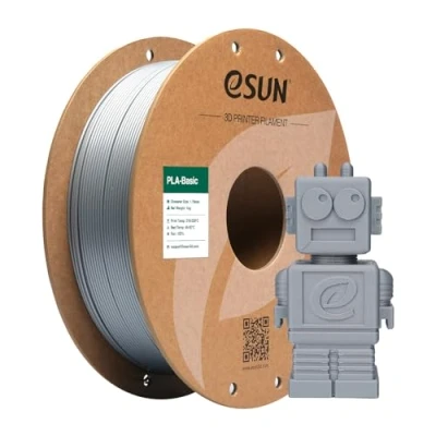Immagine di eSUN Filamento PLA 1,75 mm, di Basic per stampanti 3D Precisione dimensionale +/ 0,05 bobina da 1 kg (2,2 libbre) veloce 3D, Argento