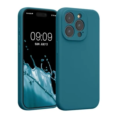 Immagine di kwmobile Custodia Compatibile con Apple iPhone 15 Pro Cover Back Case per Smartphone in Silicone TPU Protezione Gommata petrolio matt