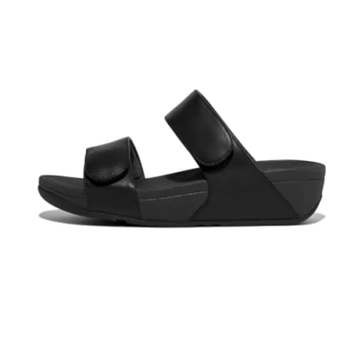Immagine di Fitflop Lulu Adjustable Leather Slides, Sandali a Ciabatta Donna, Tutto Nero, 36 EU