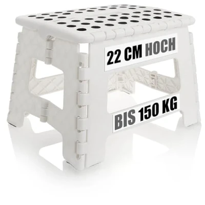 Immagine di com four® Gradino Pieghevole con Borchie in Gomma Sgabello Ausilio per Arrampicata Portatile Antiscivolo Portata Fino a 150 kg (31x22x22 cm Bianco 01 Pezzo)