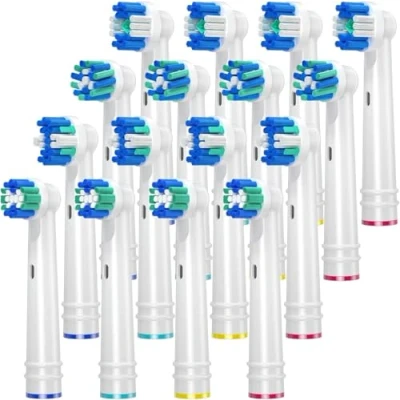 Immagine di REDTRON Testine di Ricambio Compatibili con Oral B, Confezione Famiglia da 16 Pezzi per Spazzolino Funziona Precision, Whitening e Floss Bianco