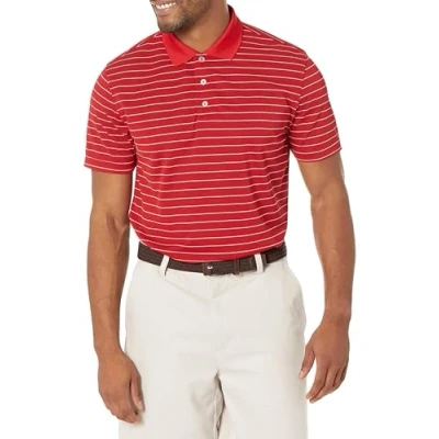 Immagine di Amazon Essentials Polo Ad Asciugatura Rapida Slim Uomo, Rosso Bianco Righe, S