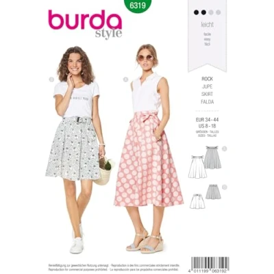 Immagine di Burda Cartamodello 6319, gonna da donna, taglia 34 44, cucire, ideale per principianti [L2]