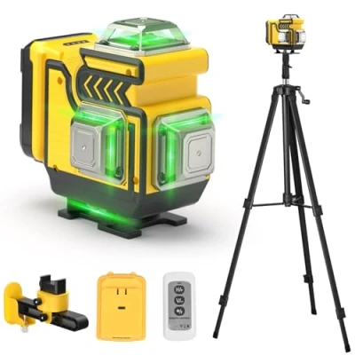 Immagine di cjumel Livella laser Autolivellante 4 X 360, 4D 16 Linee Verde Livello Professionale Multifunzionale con 1.6 M Treppiede, Batteria 5400mAh, Telecomando