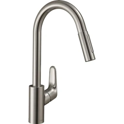 Immagine di hansgrohe Focus M41 Miscelatore cucina monocomando 240, doccetta estraibile, 2 getti, acciaio inox, 31815800