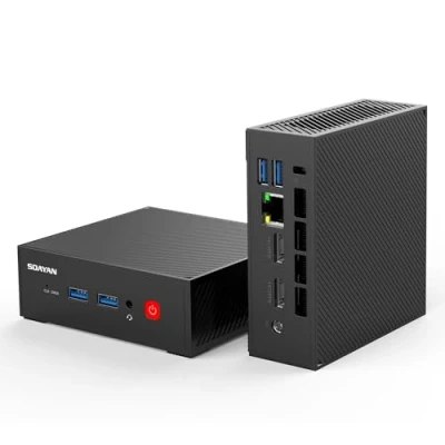 Immagine di SOAYAN N2 Mini PC, Alder Lake N100, 16GB DDR4 RAM 500GB SSD Computer con Win 11 pro, PC Fisso Supporto WIFI6, BT5.2, 2 HD, 4 USB3.2, 4k Dual Display