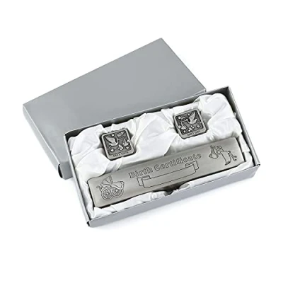 Immagine di Set Porta Certificato di Nascita in Argento con Primo Dentino e Scatola dei Ricordi Arricciata per la Doccia Bambini Il Regalo Compleanno