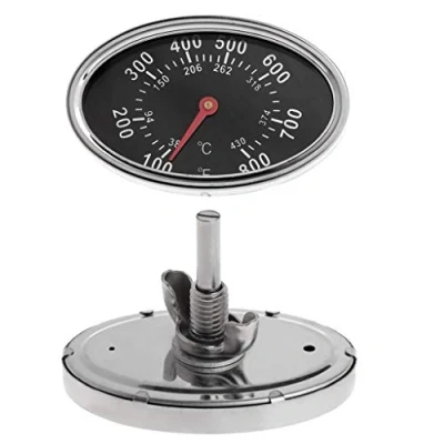 Immagine di JENOR Termometro ovale per barbecue e barbecue, con indicatore di temperatura Fahrenheit Celsius a doppia scala da 50 370 C.