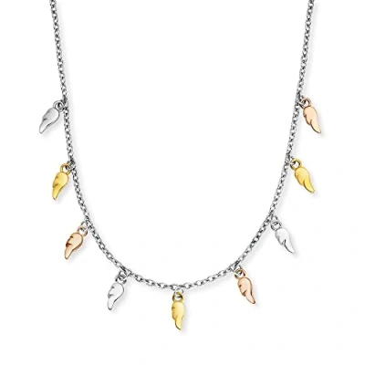 Immagine di Engelsrufer Collana da donna in Argento sterling con nove ali fluttuanti tricolore chiusura a moschettone regolabile due lunghezze senza nichel, 40 cm, sterling, Nessuna pietra