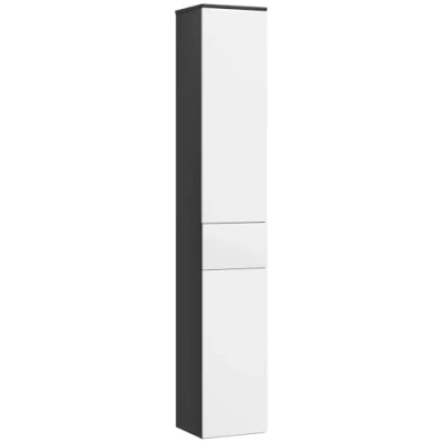 Immagine di kleankin Colonna Bagno con 2 Armadietti e Cassetto, Mobile Alto, Mobiletto Salvaspazio Ante, Ripiani Regolabili in Legno, 30x28x180 cm, Nero