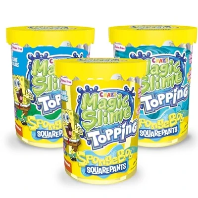 Immagine di CRAZE Magic Slime Topping SpongeBob Fantasy Ocean, 3 flaconi di per bambini, ogni barattolo contiene 70 ml e due toppings
