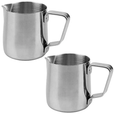 Immagine di UBERMing 2 Bricco per Latte in Acciaio Inox Caraffa Montalatte 150 ml Brocca Schiuma caffè e Art Perfetto Caffettiera Cappuccino Macchiato