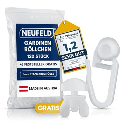 Immagine di NEUFELD® ganci per tendine resistenti al lavaggio, da 8 mm, dimensione standard, 120 e 6 di fissaggio