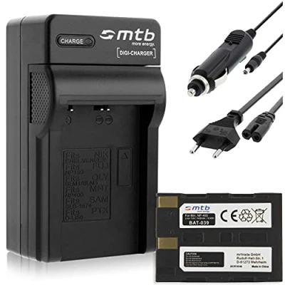 Immagine di Batteria di ricambio + caricatore (rete, auto) compatibile con Minolta NP 400, BP 21, D Li50 per Konica Dimage A1, A2 / Sigma SD1 (Merril) Pentax K20D e altri
