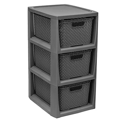 Immagine di BranQ Home essential Scaffale in rattan, plastica PP, 29,5 x 24 48,7 cm, colore antracite