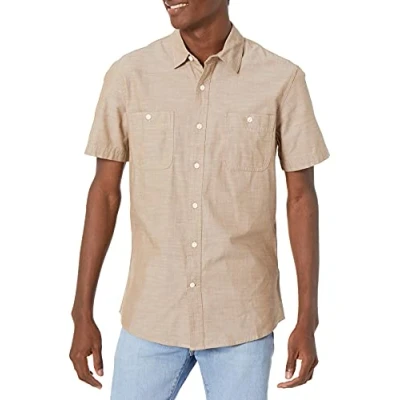 Immagine di Amazon Essentials Camicia in Chambray a Maniche Corte Uomo, Tan, S