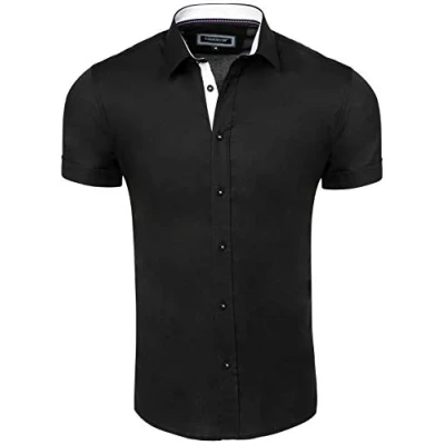 Immagine di Carisma Camicia da uomo a maniche corte tinta unita S 5XL Basic in 97% cotone estiva vestibilità regolare per e tempo