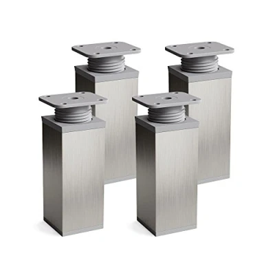 Immagine di sossai® Gambe per mobili MFV1 set di 4 regolabili in altezza Altezza: 80 mm (+20mm) Design: grigio inox Forma angolare: 40 x Viti inclusi