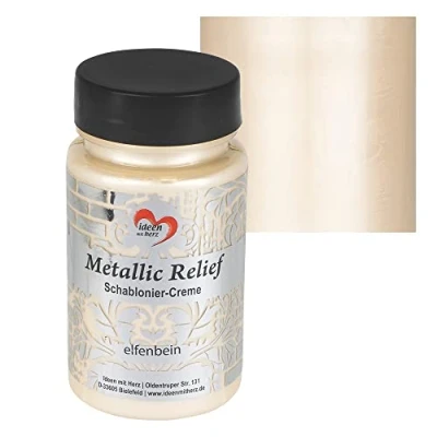 Immagine di Ideen mit Herz Crema per stencil in rilievo, pasta strutturale fine, stencil, 90 ml, a base d&#039;acqua (avorio)