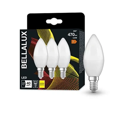 Immagine di BELLALUX Lampada a LED, E14 base ottica opaca ,Bianco caldo (2700K), 470 Lumen, sostituzione delle lampade 40W, non dimmerabile, 3 Confezione