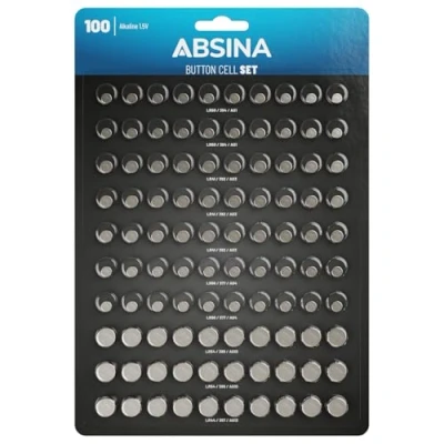 Immagine di ABSINA batterie a bottone miste alcaline 20x AG1 / 30x AG3 AG4 AG10 10x AG13 assortimento di da 1,5 V pile piccole rotonde, orologio, batteria piccola