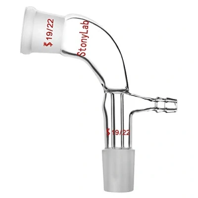 Immagine di stonylab Adattatore per Decollo Sottovuoto in Vetro, Curvato a 105, Stelo Corto con Giunto 19/22, Glass Vacuum Take Off Adapter Laboratorio