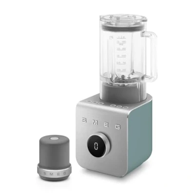 Immagine di Smeg, Frullatore ad Alte Prestazioni BLC02EGMEU, con Pompa Sottovuoto e Funzione Pulse, 5 Programmi Preimpostati, 9 Livelli di Velocità, 2 Modalità, Caraffa Rimovibile, Potenza 1400W, Verde Smeraldo
