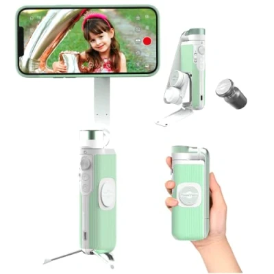 Immagine di Powervision S1 Treppiede smartphone cardanico AI Tracking Selfie Caricabatterie Powerbank Supporto per telefono Accessorio da viaggio vlog Kit (Combo Set, Verde)
