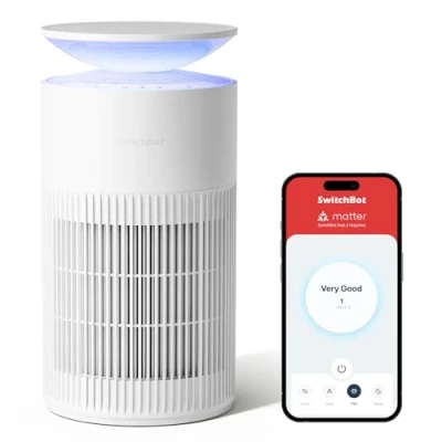 Immagine di SwitchBot Purificatore D&#039;aria Con App E Luce Notturna, CADR 400m3/h Fino A 83㎡, Filtro HEPA Rimuove 99.97% Di Muffa, Polvere, Polline, Modalità Sonno 20dB, Animali Per Famiglie