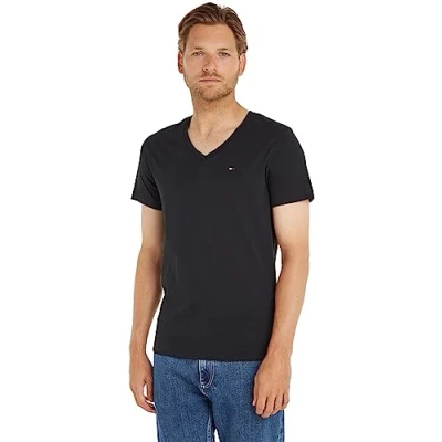 Immagine di Tommy Jeans Tjm Original Jersey V Neck Tee Dm0dm04410 Top in maglia a maniche corte, Nero (Tommy Black), 3XL Plus Tall Uomo